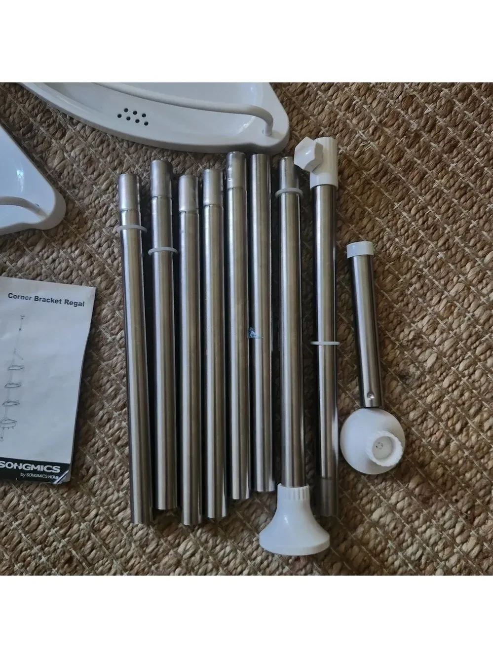 Adjustable White Bath Storage Tower